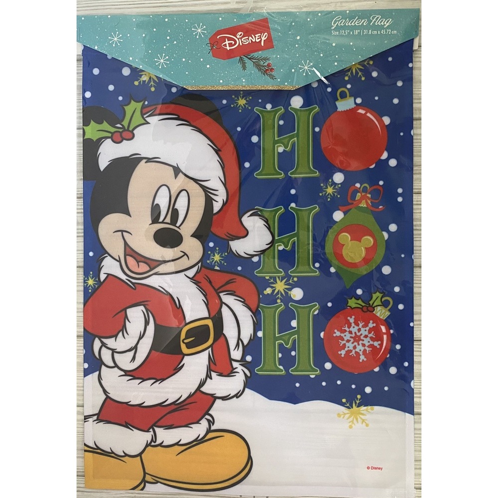 NEW Disney Mickey Santa Ho-Ho-Ho Holiday Christmas Garden Flag 12.5" X 18"